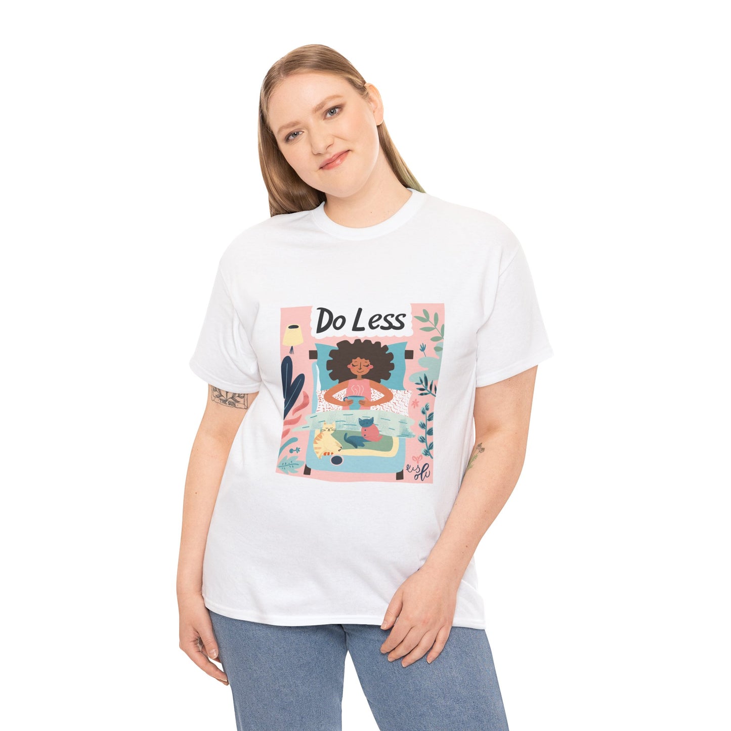 Do Less Women's Anti-Hustle Graphic Tee – Slow Living Relaxation T-Shirt