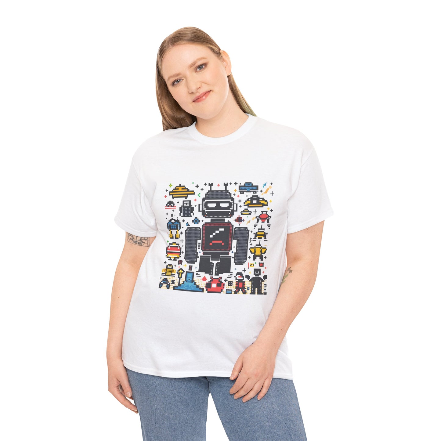 Bit Crusher Unisex Vintage Gamer Tee – Retro Pixel Art 80s T-Shirt
