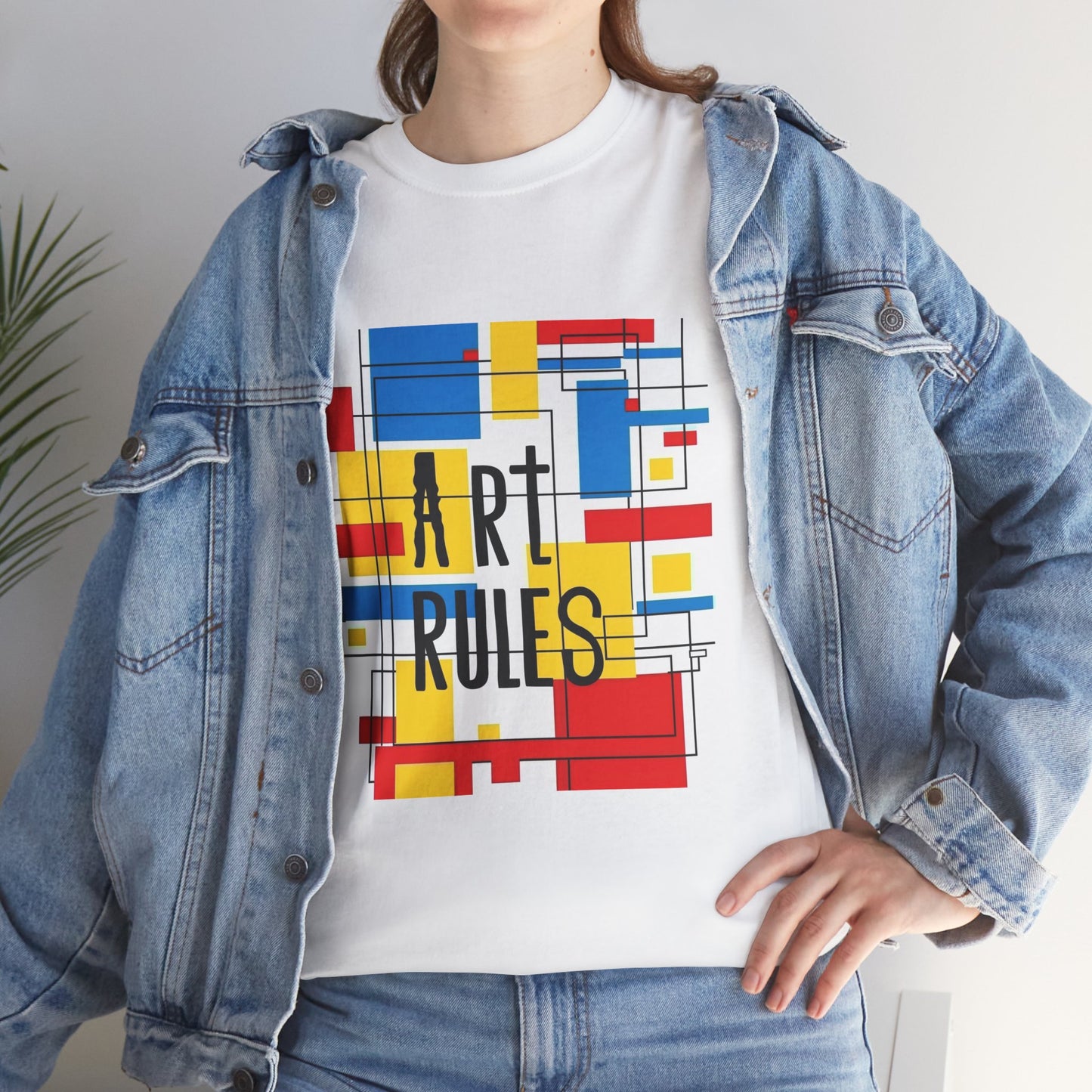 Art Rules Wearable Art Graphic Tee – Unisex Mondrian Inspired Statement Shirt