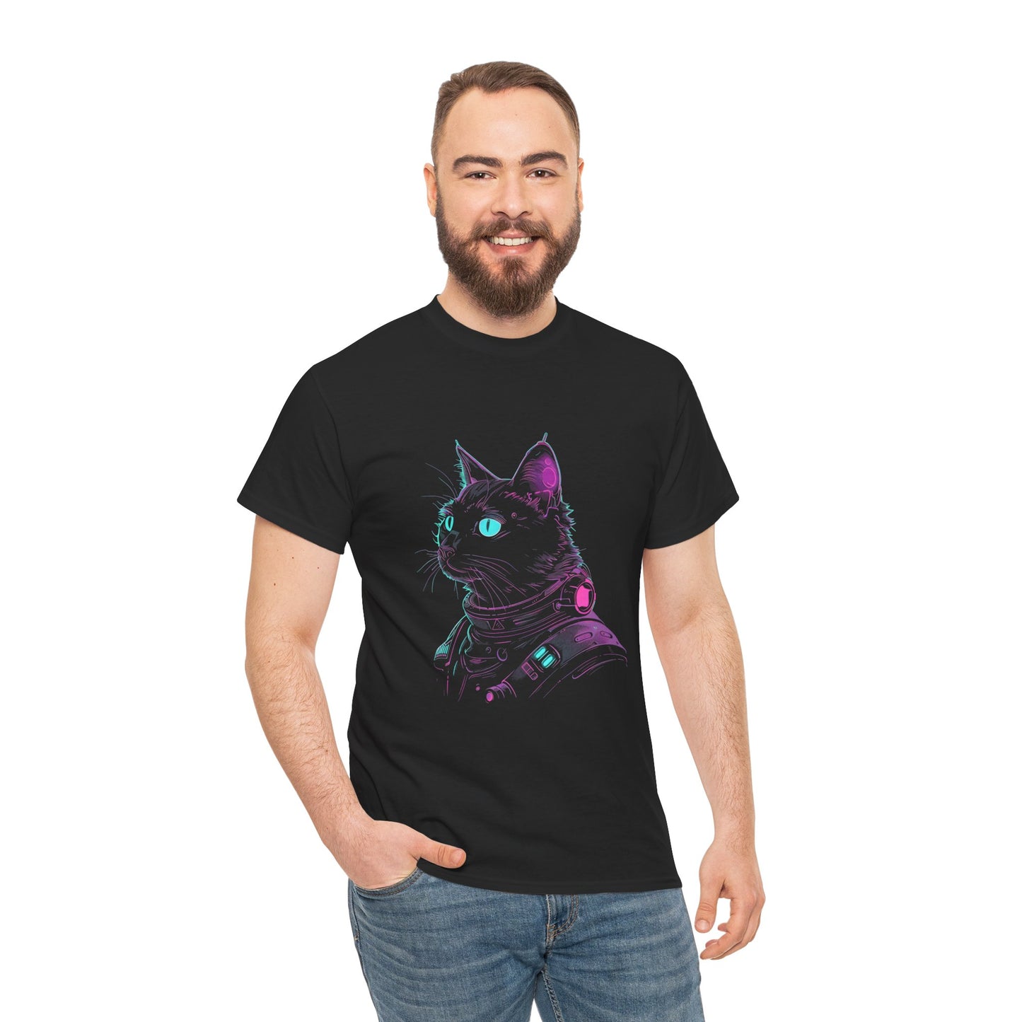 Tech Cat Cyberpet Futuristic Neon Tee – Cyberpunk Graphic T-Shirt (Unisex)