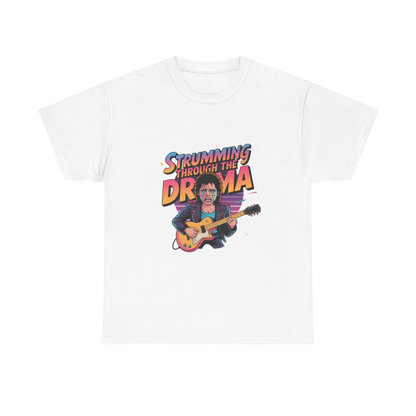 Strumming Through the Drama Guitar T-Shirt – Unisex Rock Music Graphic Tee
