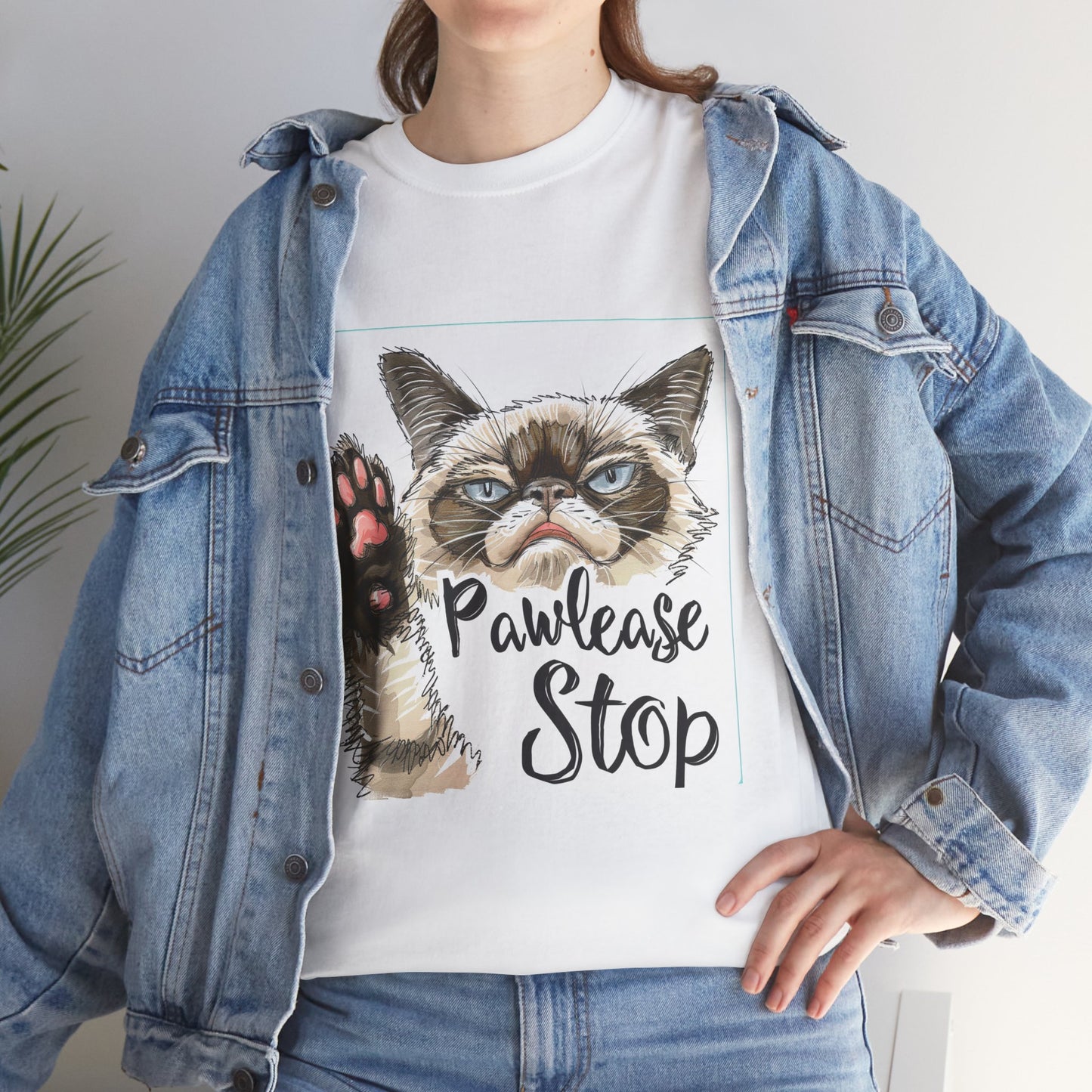 Pawlease Stop Funny Cat Pun T-Shirt – Unisex Kitty Attitude Tee
