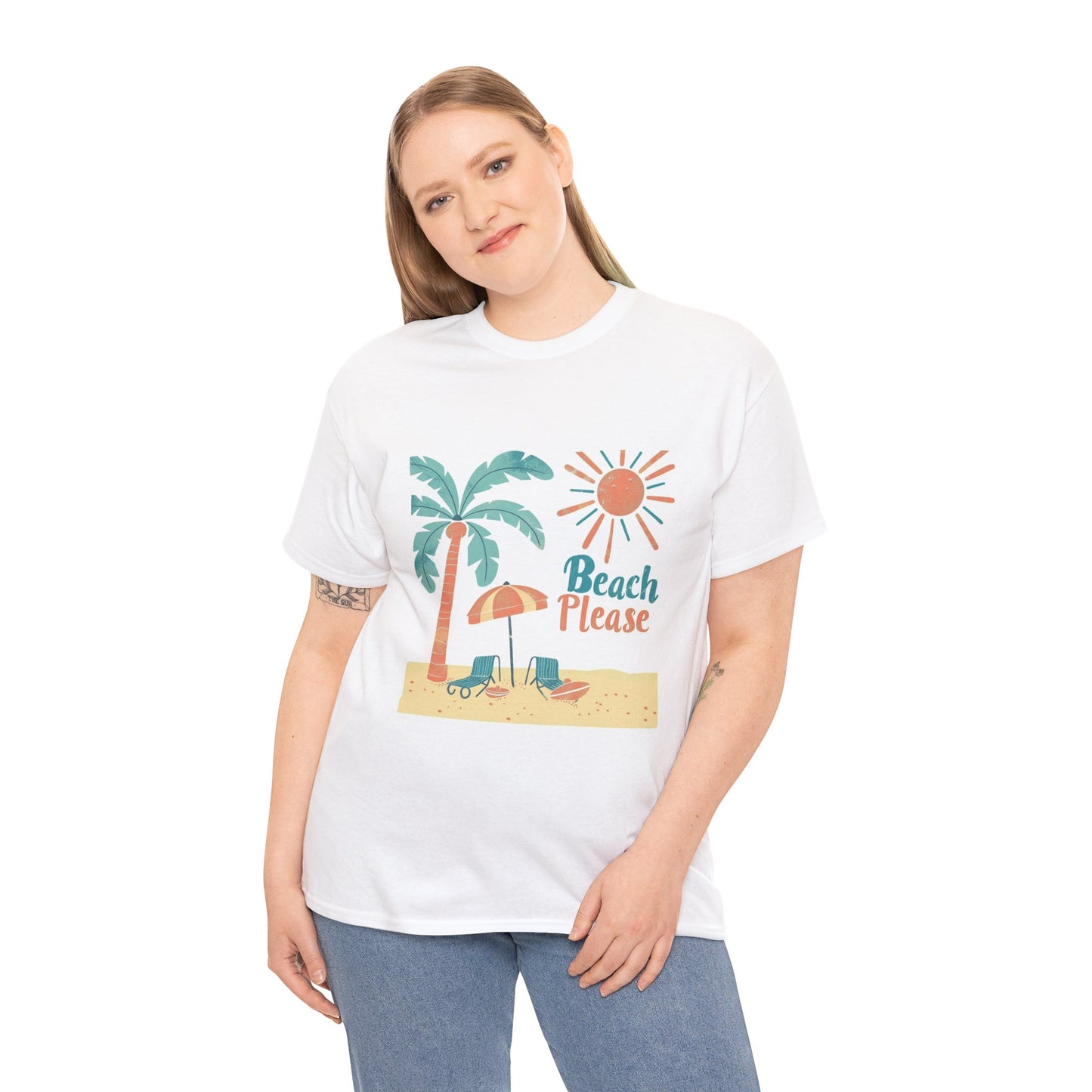 Beach Please Summer Humor Tee – Women's Ocean & Vacation T-Shirt