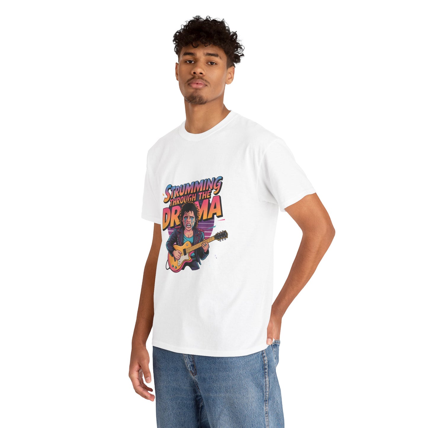 Strumming Through the Drama Guitar T-Shirt – Unisex Rock Music Graphic Tee