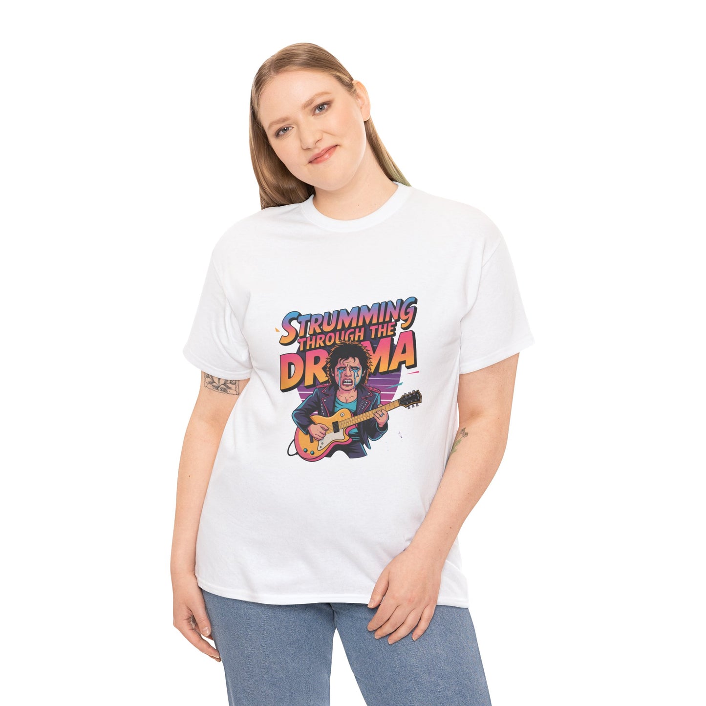 Strumming Through the Drama Guitar T-Shirt – Unisex Rock Music Graphic Tee