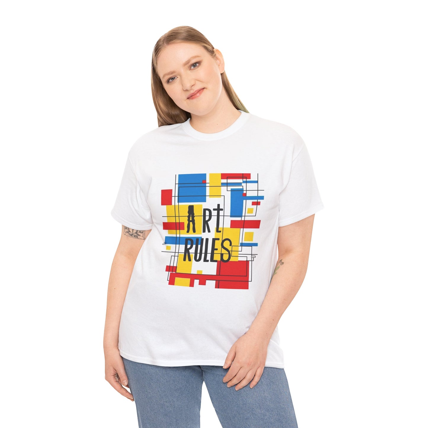 Art Rules Wearable Art Graphic Tee – Unisex Mondrian Inspired Statement Shirt
