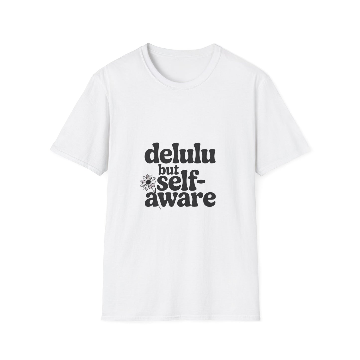 Delulu But Self-Aware Women’s T-Shirt – Funny Empowering Girl Power Graphic Tee