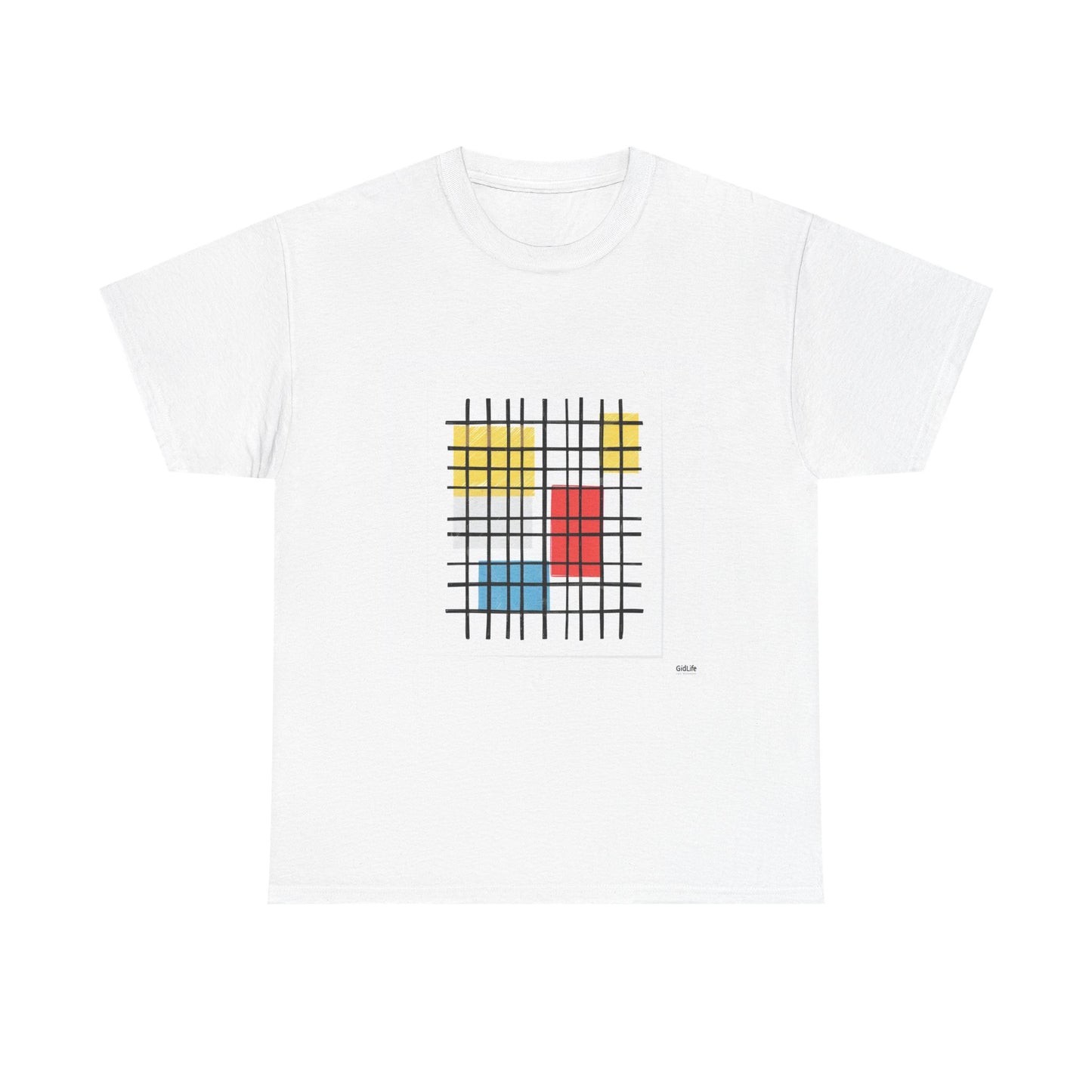 Grid Life Geometric Art T-Shirt – Unisex Mondrian Style Wearable Art Tee