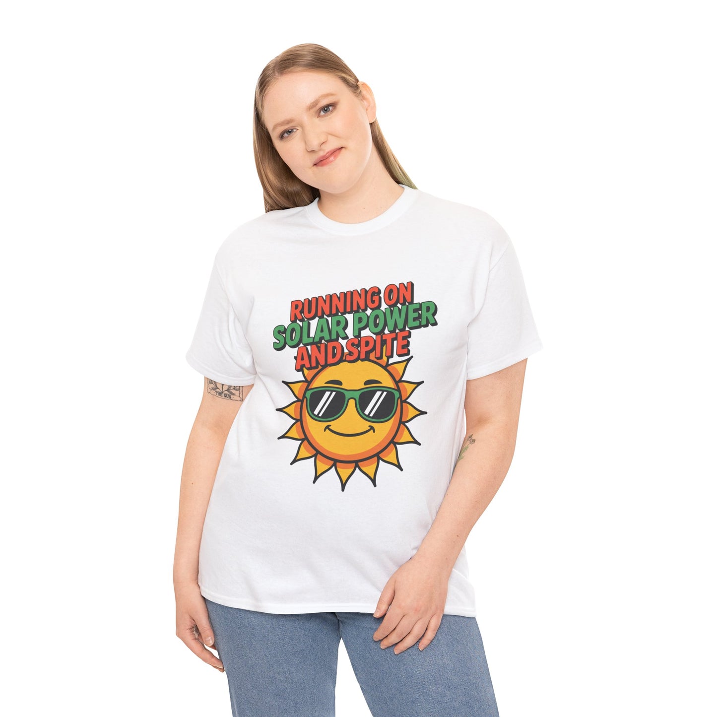 Running on Solar Power and Spite Eco Activist T-Shirt – Unisex Climate Change Tee