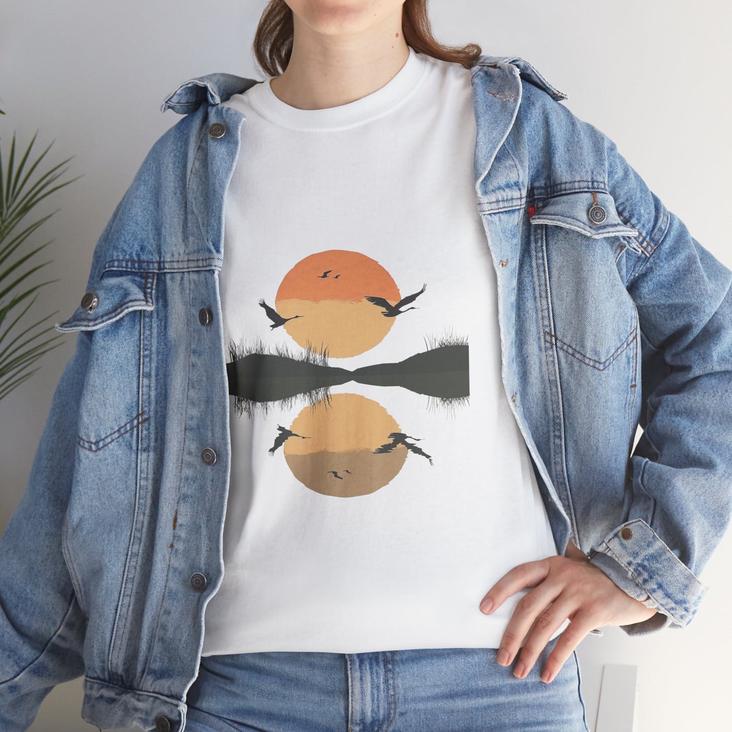 Sunset Over Still Water Nature Tee – Unisex Camping & Lakeside Adventure Shirt