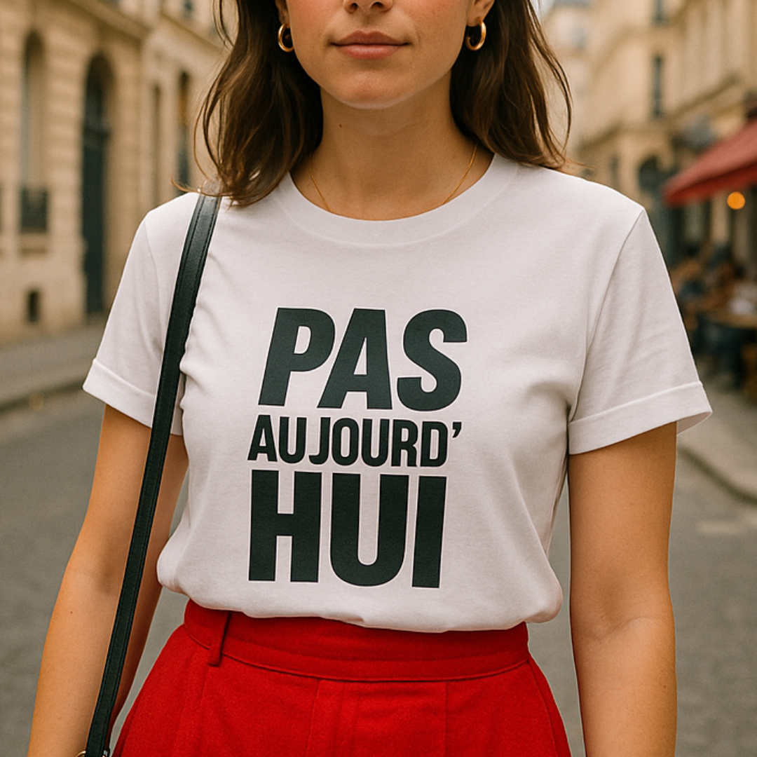 Pas Aujourd’hui Tee – French Saying Minimalist Shirt