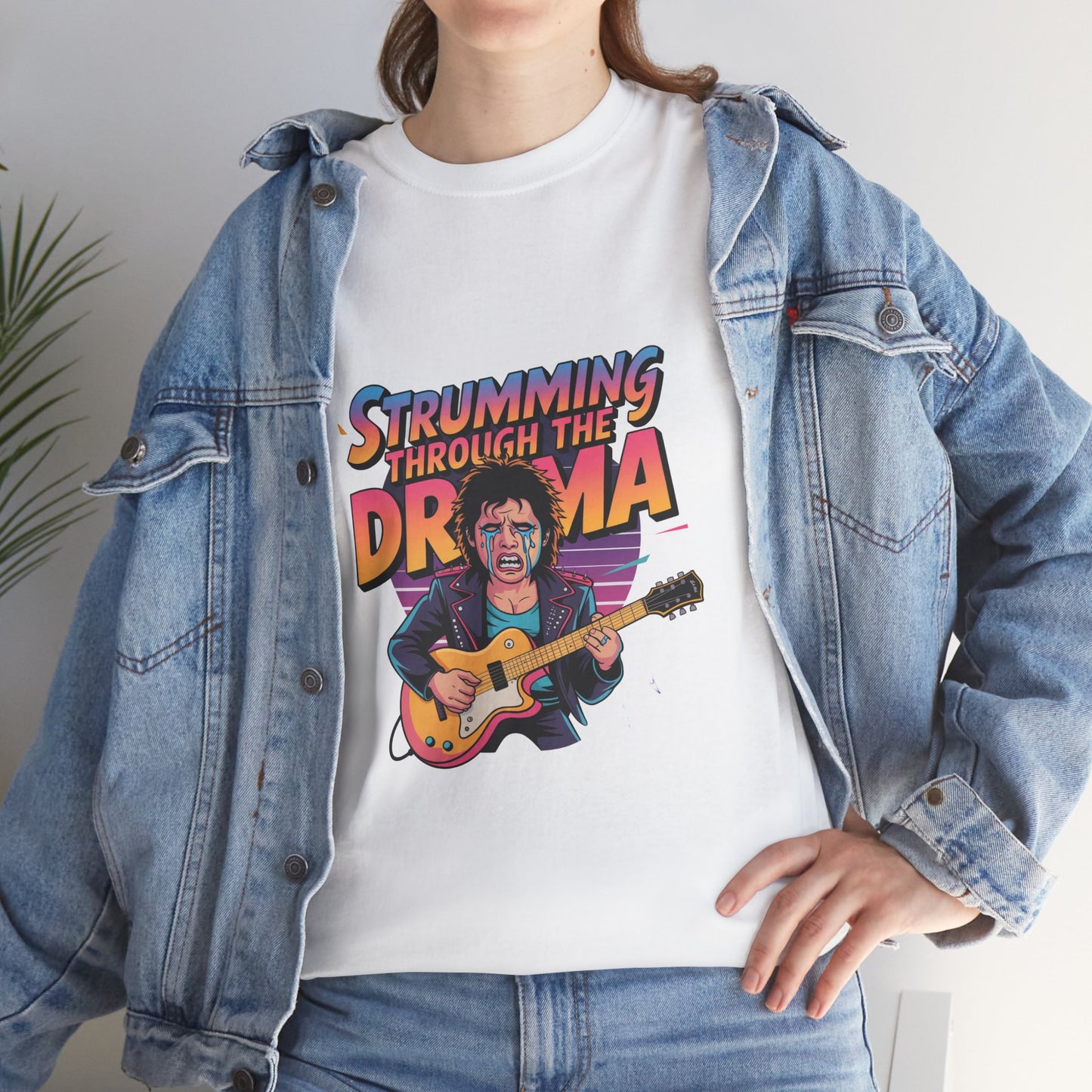 Strumming Through the Drama Guitar T-Shirt – Unisex Rock Music Graphic Tee
