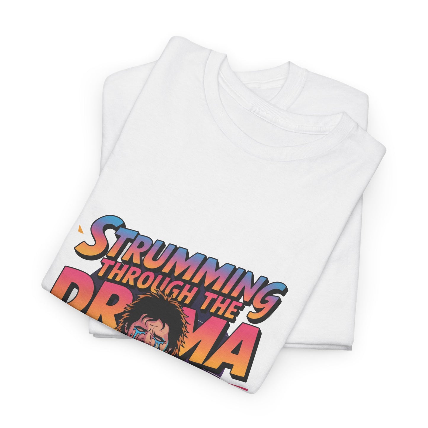 Strumming Through the Drama Guitar T-Shirt – Unisex Rock Music Graphic Tee