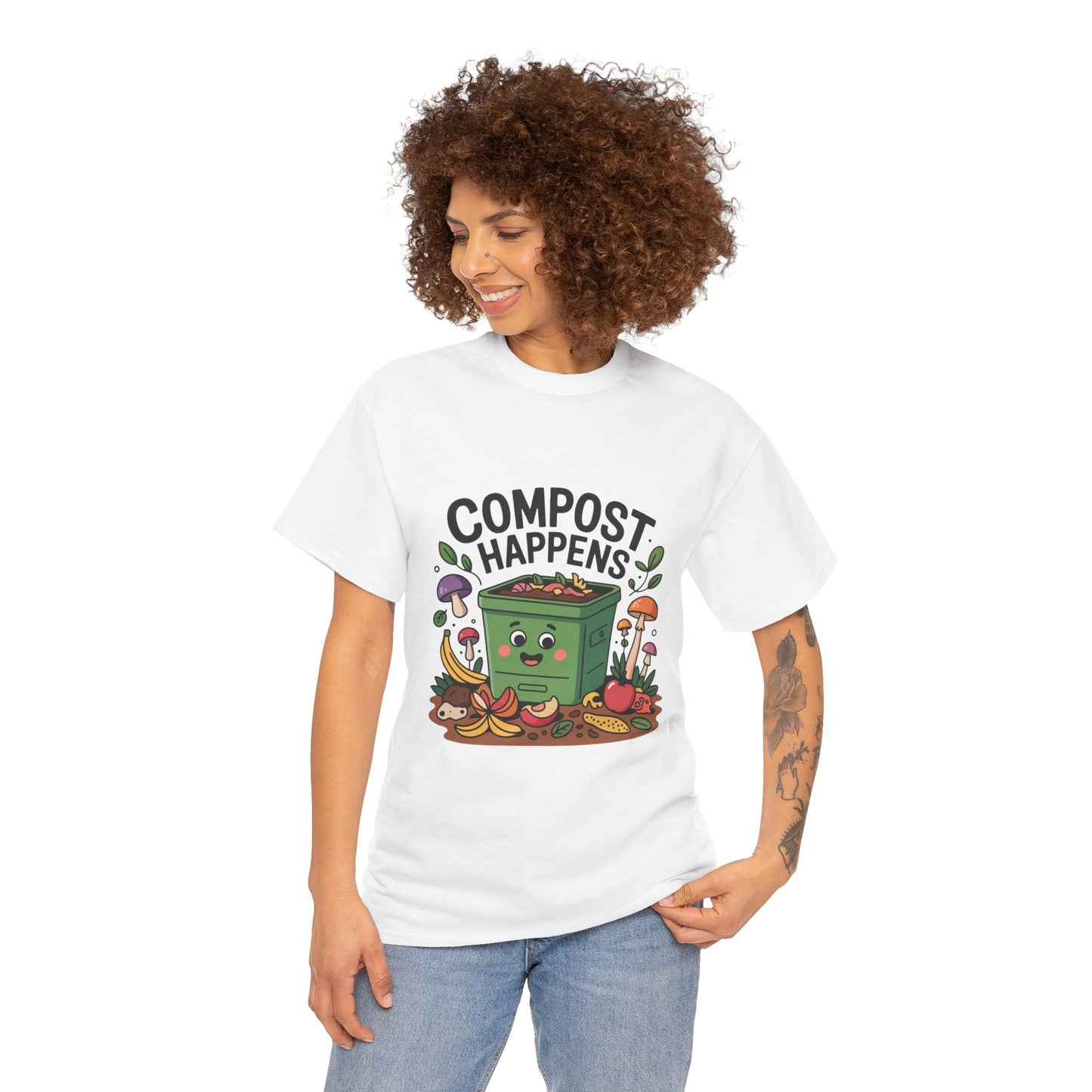 Compost Happens Funny Environmental T-Shirt – Unisex Eco-Friendly Lifestyle Tee