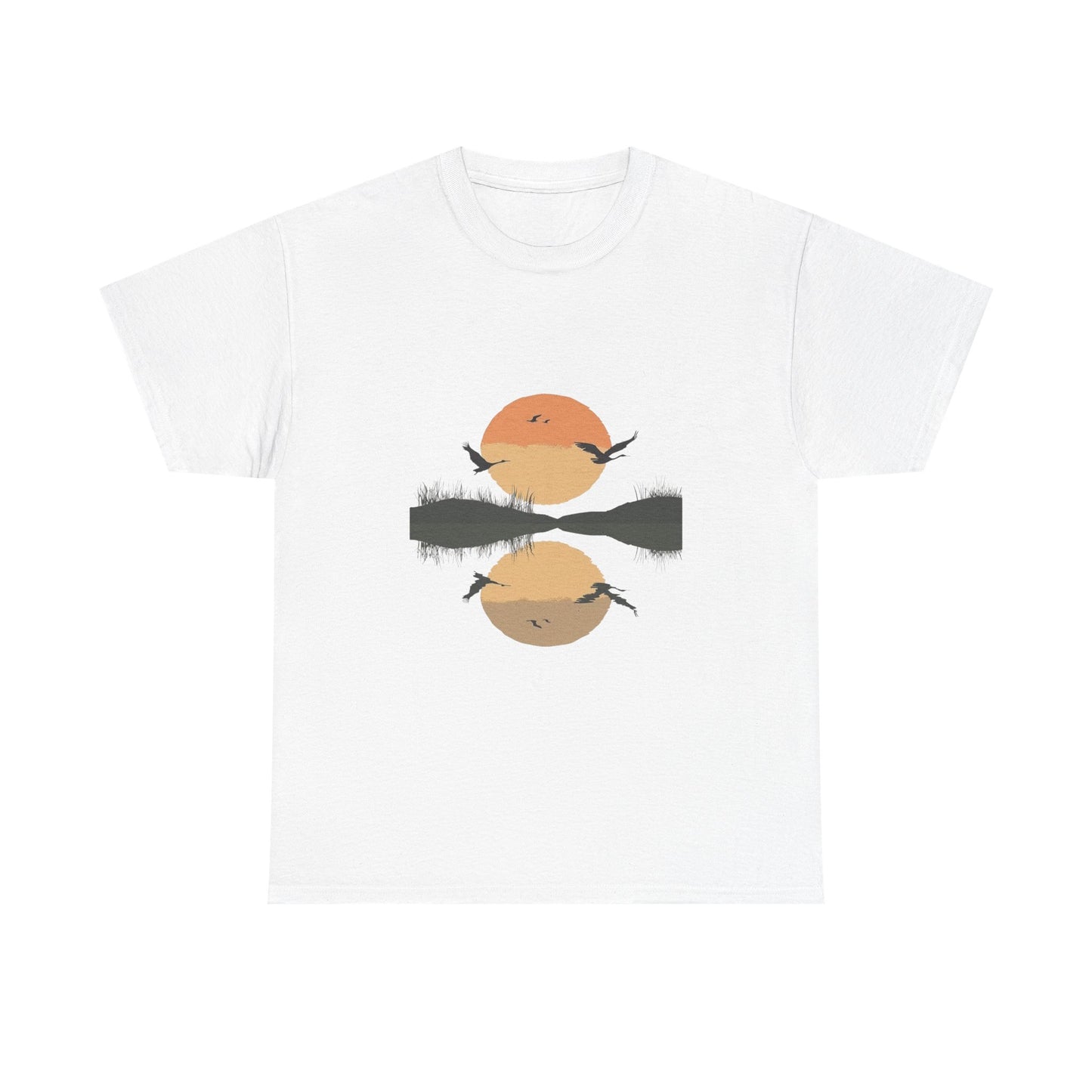 Sunset Over Still Water Nature Tee – Unisex Camping & Lakeside Adventure Shirt