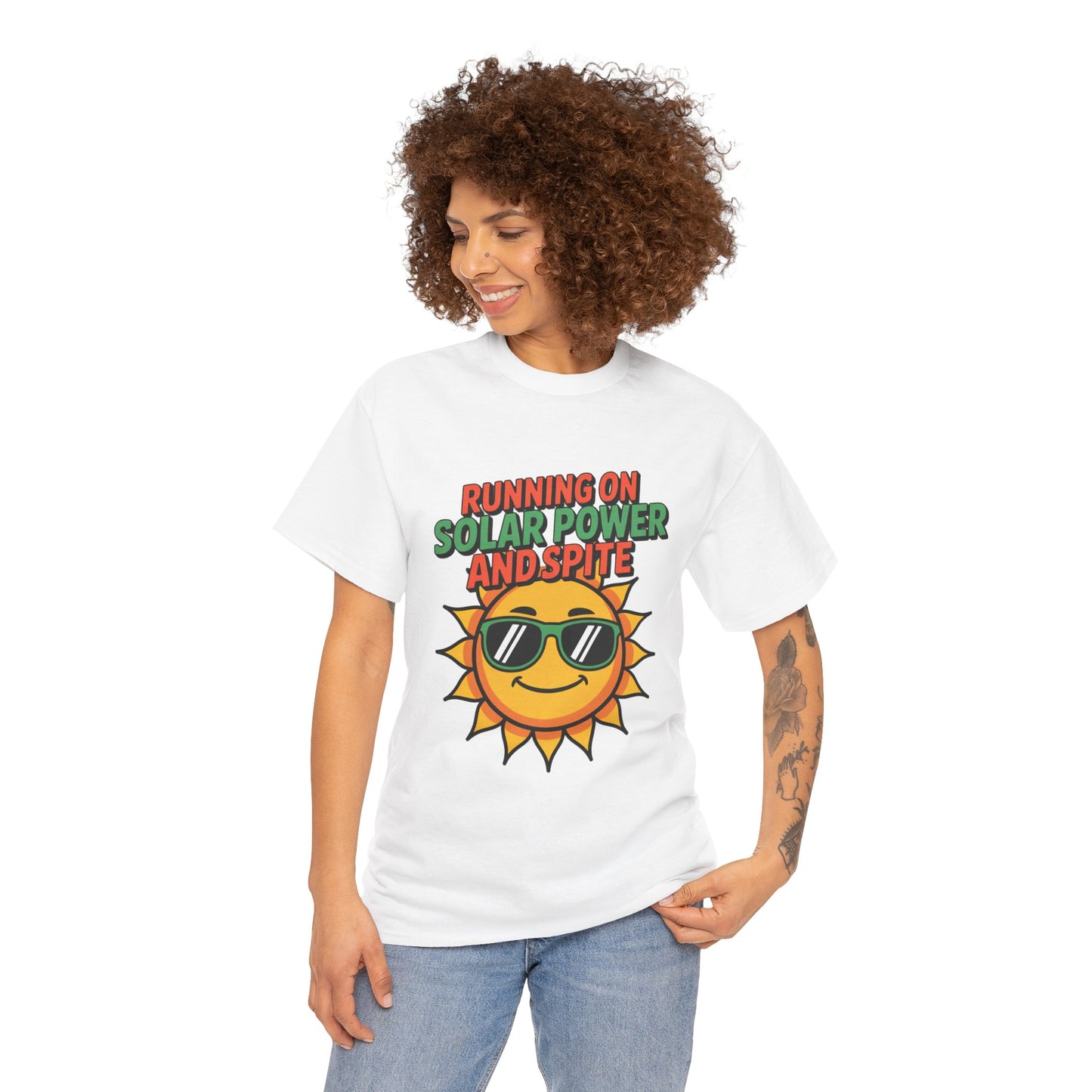 Running on Solar Power and Spite Eco Activist T-Shirt – Unisex Climate Change Tee
