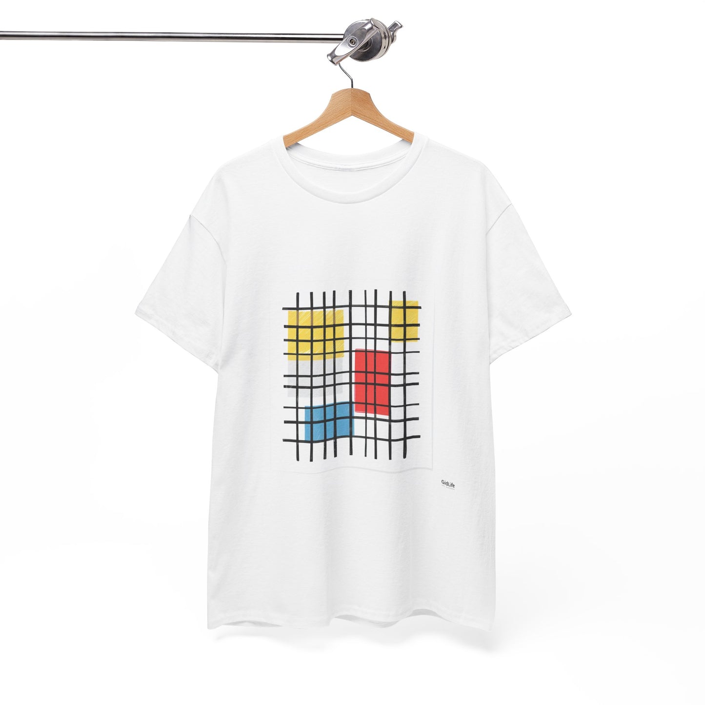 Grid Life Geometric Art T-Shirt – Unisex Mondrian Style Wearable Art Tee
