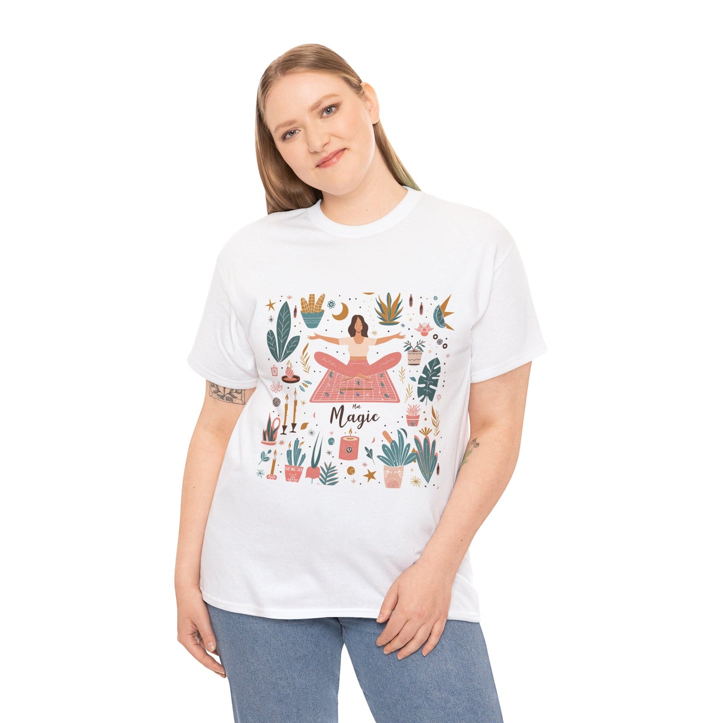Mat Magic Yoga & Mindfulness Graphic T-Shirt – Women's Holistic Wellness Tee