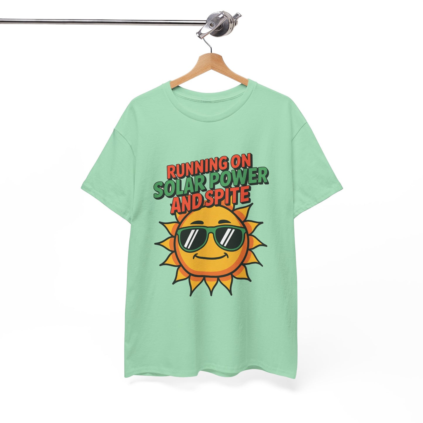 Running on Solar Power and Spite Eco Activist T-Shirt – Unisex Climate Change Tee