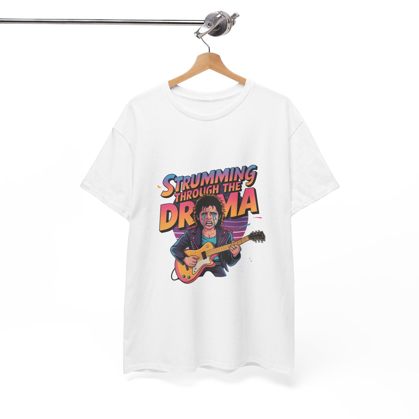 Strumming Through the Drama Guitar T-Shirt – Unisex Rock Music Graphic Tee