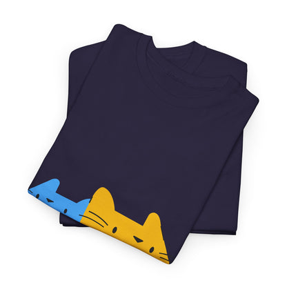 Double Trouble Peekaboo Cat T-Shirt – Funny Unisex Cat Duo Graphic Tee
