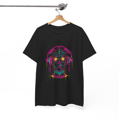 Robot DJ Head Cyberpunk Neon T-Shirt – Futuristic Graphic Tee (Unisex)