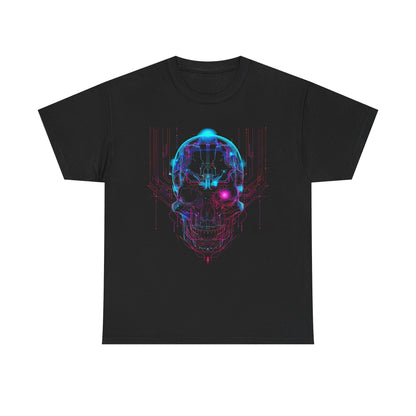 Neon Skull Hacker Cyberpunk Graphic Tee – Futuristic Neon Shirt (Unisex)
