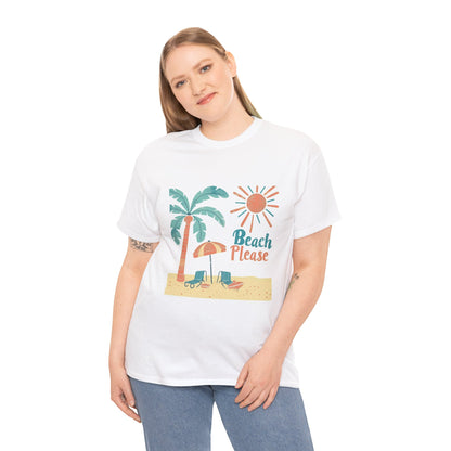 Beach Please Summer Humor Tee – Women's Ocean & Vacation T-Shirt