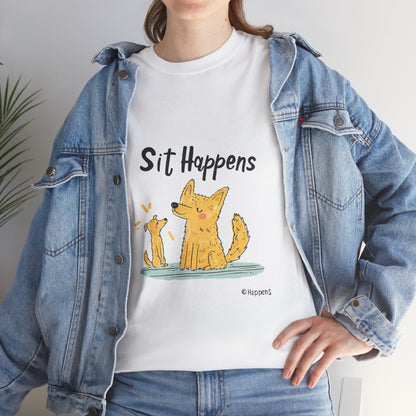 Sit Happens Funny Dog Training T-Shirt – Unisex Humor Tee for Dog Parents