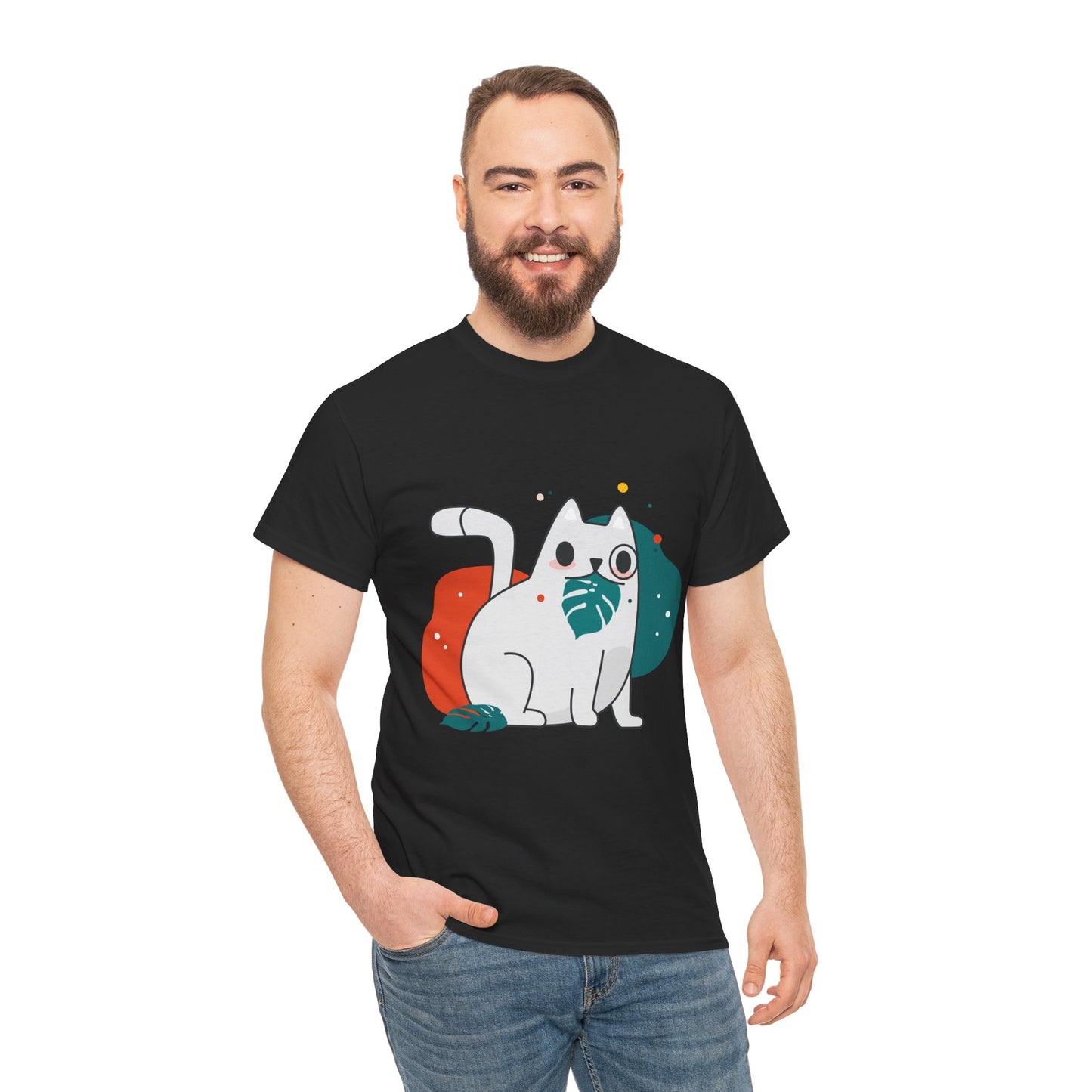 Leaf It to Me Funny Plant & Cat Tee – Unisex Green Thumb Cat Lover Shirt