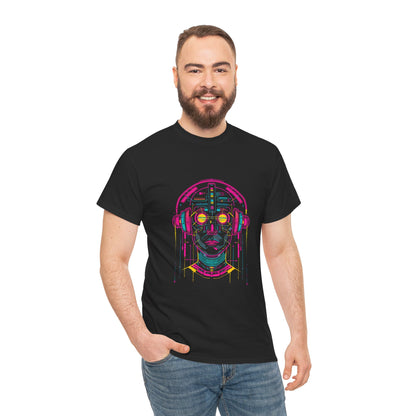 Robot DJ Head Cyberpunk Neon T-Shirt – Futuristic Graphic Tee (Unisex)