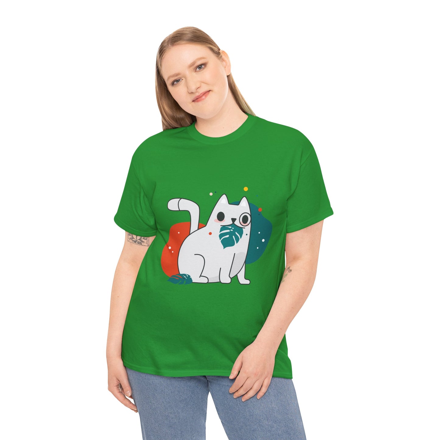 Leaf It to Me Funny Plant & Cat Tee – Unisex Green Thumb Cat Lover Shirt