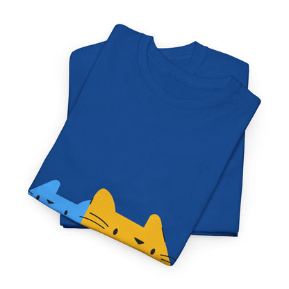Double Trouble Peekaboo Cat T-Shirt – Funny Unisex Cat Duo Graphic Tee