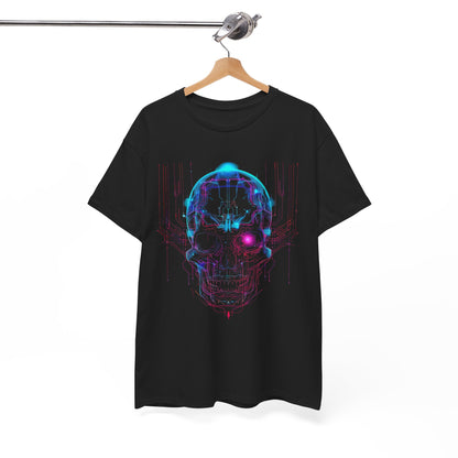 Neon Skull Hacker Cyberpunk Graphic Tee – Futuristic Neon Shirt (Unisex)