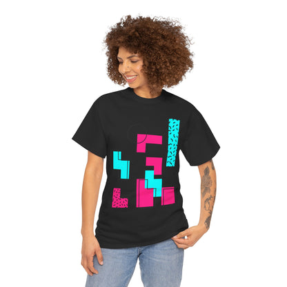 Bricks Falling Unisex 80s Gamer Tee – Retro Block Puzzle Graphic T-Shirt