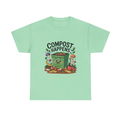 Compost Happens Funny Environmental T-Shirt – Unisex Eco-Friendly Lifestyle Tee