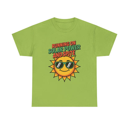 Running on Solar Power and Spite Eco Activist T-Shirt – Unisex Climate Change Tee