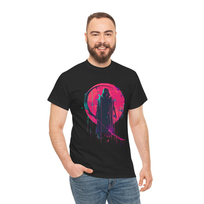 Glitch Reaper Neon Cyberpunk T-Shirt – Futuristic Dark Graphic Tee (Unisex)