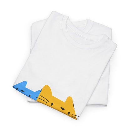 Double Trouble Peekaboo Cat T-Shirt – Funny Unisex Cat Duo Graphic Tee