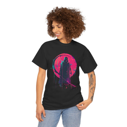 Glitch Reaper Neon Cyberpunk T-Shirt – Futuristic Dark Graphic Tee (Unisex)