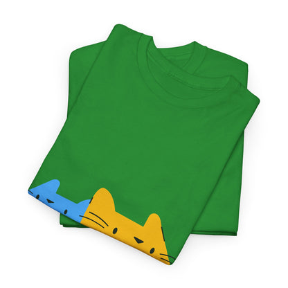 Double Trouble Peekaboo Cat T-Shirt – Funny Unisex Cat Duo Graphic Tee