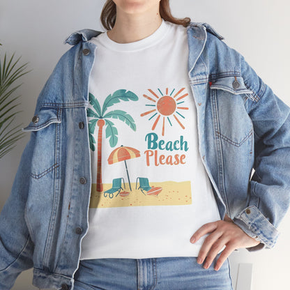 Beach Please Summer Humor Tee – Women's Ocean & Vacation T-Shirt