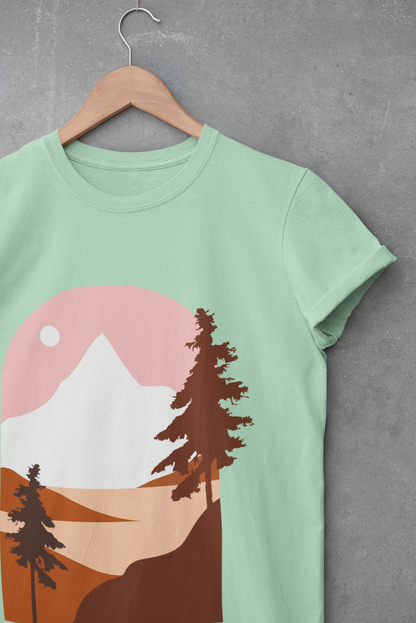 Misty Pines & Chill Vibes Nature Lover T-Shirt – Unisex Eco-Friendly Forest Tee
