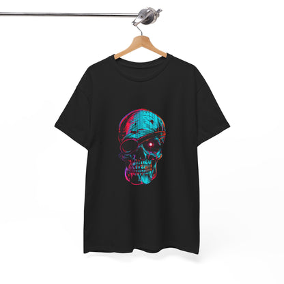 Glitched Pirate Cyberpunk Neon Tee – Futuristic Graphic Shirt (Unisex)