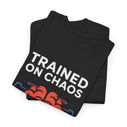 Trained on Chaos, Output: Brilliance T-Shirt – Unisex AI Techie Humor Tee