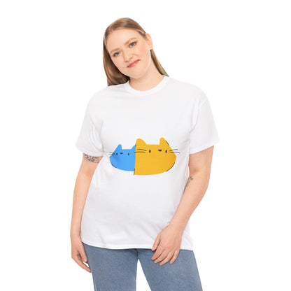 Double Trouble Peekaboo Cat T-Shirt – Funny Unisex Cat Duo Graphic Tee