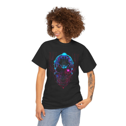 Neon Skull Hacker Cyberpunk Graphic Tee – Futuristic Neon Shirt (Unisex)