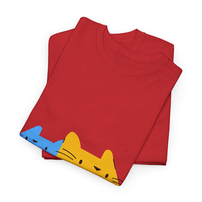 Double Trouble Peekaboo Cat T-Shirt – Funny Unisex Cat Duo Graphic Tee