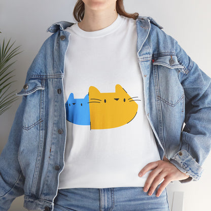 Double Trouble Peekaboo Cat T-Shirt – Funny Unisex Cat Duo Graphic Tee