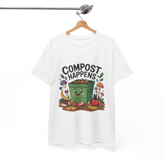 Compost Happens Funny Environmental T-Shirt – Unisex Eco-Friendly Lifestyle Tee